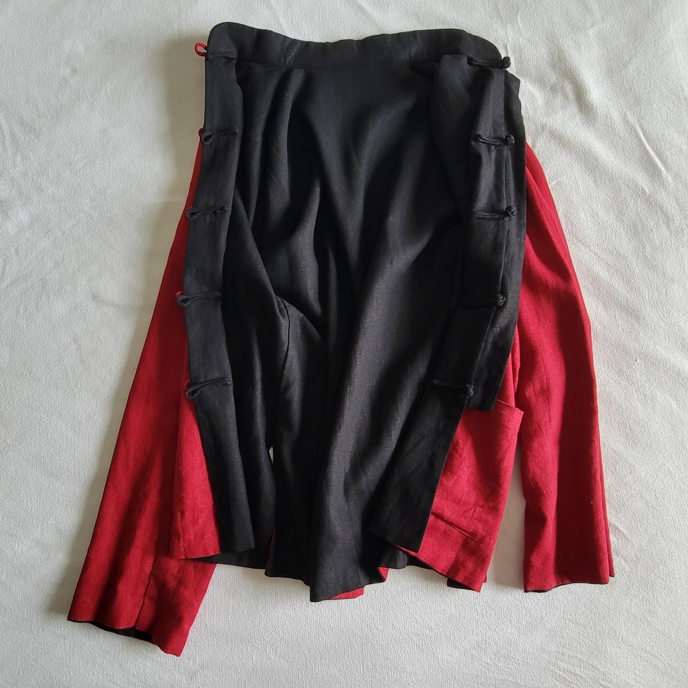 Reversible Tang Suit Jacket Red Black Women Large Vintage Traditional Minimalist - Picture 13 of 16